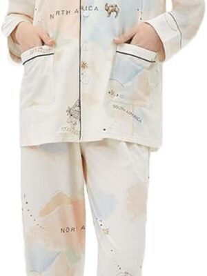 Maternity & Nursing Knit Cotton Pajama Set Sleepwear Long Sleeve Top & Bottom Breastfeeding for Pregnant Women