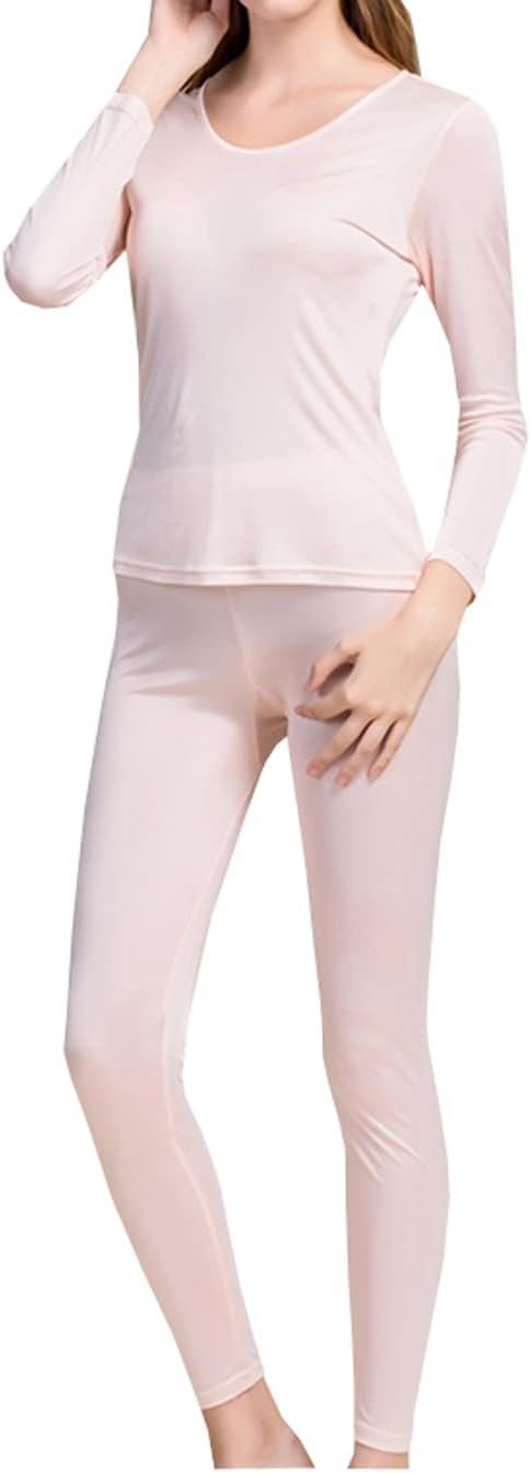 41_dLerwrgL._AC_SL1380.jpg Womens Silk Long Underwear Mulberry Silk Long Johns Silk Thermal Underwear Sets Cold Weather Base Layer