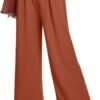 Women's Wide Leg Dress Pants High Elastic Waisted in The Back Business Work Causal Trousers Long Straight Suit Pants