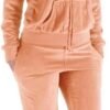Womens Jogging Suits Sets Running Velour Outfit Zipper Warm Up 2 Pieces Hoodie and Pant Tracksuit