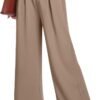 Women's Wide Leg Dress Pants High Elastic Waisted in The Back Business Work Causal Trousers Long Straight Suit Pants