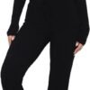 Women Ribbed Knit Yoga Lounge Set V Neck Long Sleeve Button Crop Tee Drawstring Pants Solid Slim Two Pieces Sets