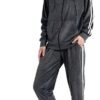 Womens Jogging Suits Sets Running Velour Outfit Zipper Warm Up 2 Pieces Hoodie and Pant Tracksuit
