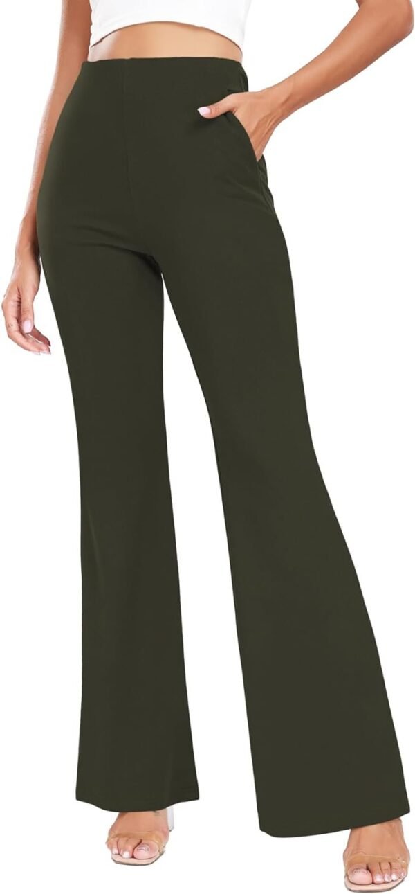 Women's High Waist Casual Wide Leg Pants, Button Dress Pants for Women, Work Pants with Pockets for Women Office.