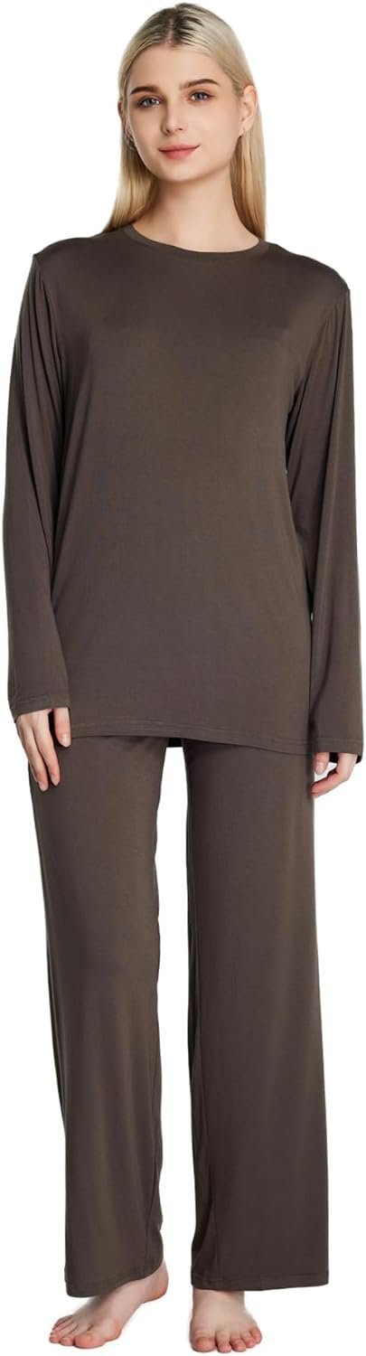 Loungewear Set pajamas Womens sleepwear Bamboo Viscose Long Sleeve t shirt Long Pants Super Soft Novelty Pjs Set