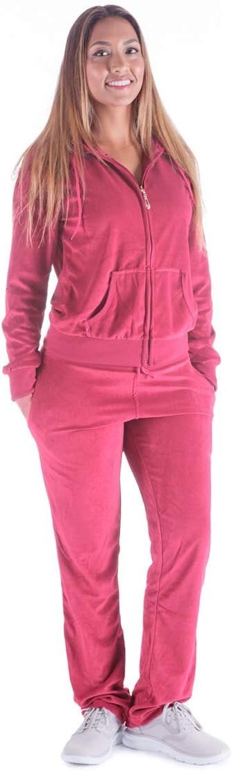 Womens Jogging Suits Sets Running Velour Outfit Zipper Warm Up 2 Pieces Hoodie and Pant Tracksuit