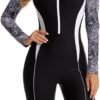 Women's One Piece Long Sleeve Rash Guard Knee High Bathing Suits Swimsuit Sport Surfing Wear Athletic Swimwear