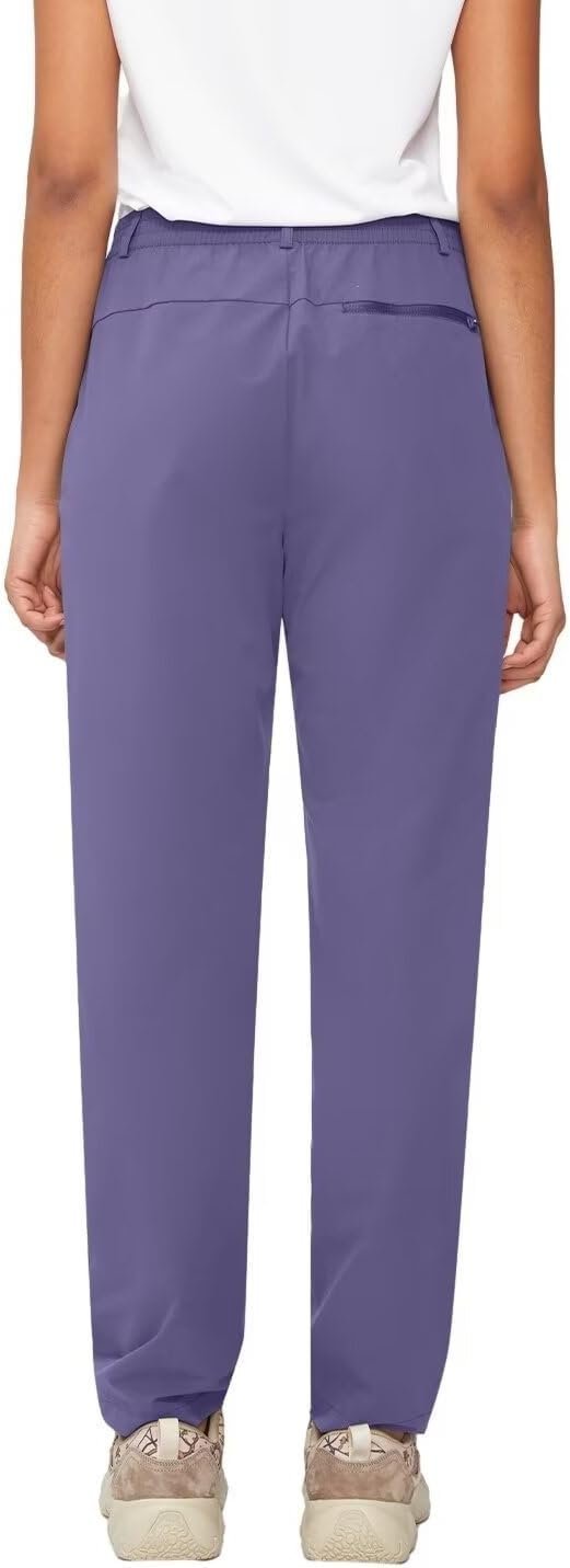 Women's Hiking Pants Quick Dry Lightweight Water Resistant Elastic Waist Cargo Pants with 5pcs Zipper Pockets
