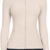 Workout Jackets for Women Full Zip Athletic Running Track Jacket with Pockets Slim Fit Yoga Jacket with Thumb Holes