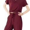 Soft Bamboo Viscose Pajamas Set for Women Summer Sleepwear Pjs Comfy Short Sleeve Tops Capri Pants Sets