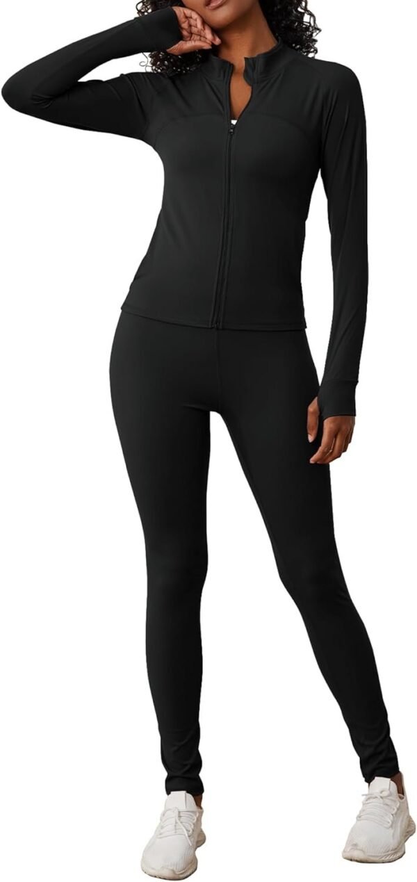 Two Piece Outfits for Women Workout Sets Bodycon Tracksuit Long Sleeve Zip Up Hoodie Jacket Jogger Sweat Pants Set