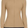 Workout Jackets for Women Full Zip Athletic Running Track Jacket with Pockets Slim Fit Yoga Jacket with Thumb Holes