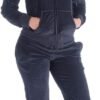 Womens Jogging Suits Sets Running Velour Outfit Zipper Warm Up 2 Pieces Hoodie and Pant Tracksuit