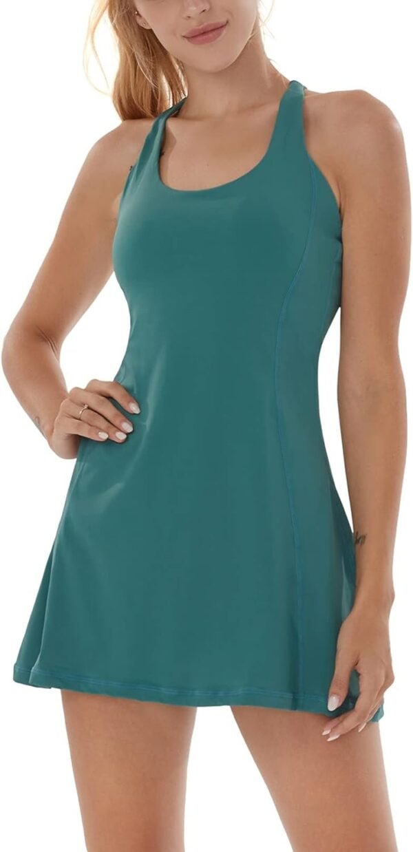 Tennis Dress for Women Workout Dress with Built-in Bra & Shorts Pockets Athletic Dress for Exercise Golf Dresses