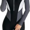 Women's One Piece Long Sleeve Rash Guard Knee High Bathing Suits Swimsuit Sport Surfing Wear Athletic Swimwear