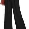 Women's Wide Leg Dress Pants High Elastic Waisted in The Back Business Work Causal Trousers Long Straight Suit Pants