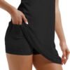 Tennis Dress with Built in Shorts and Bra Square Neck Athletic Golf Dress Workout Mini Dress