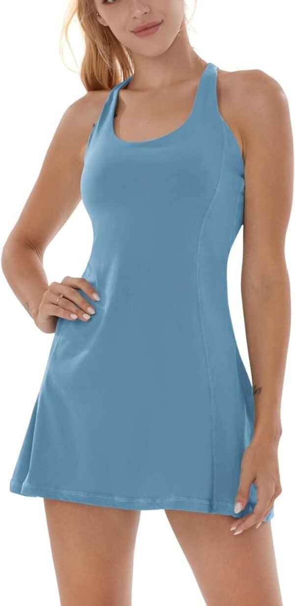 Tennis Dress for Women Workout Dress with Built-in Bra & Shorts Pockets Athletic Dress for Exercise Golf Dresses