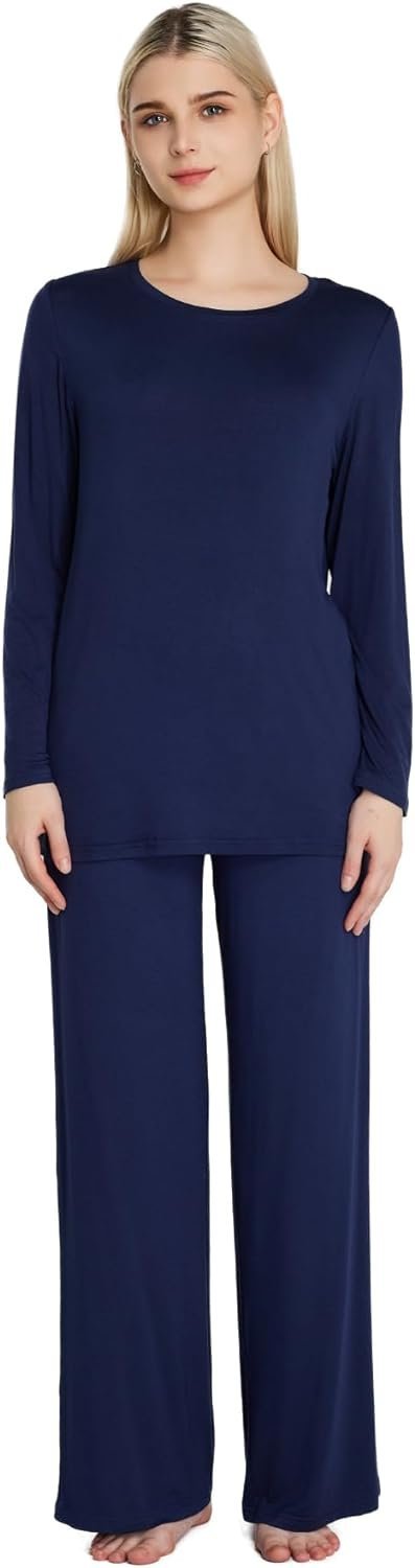 Loungewear Set pajamas Womens sleepwear Bamboo Viscose Long Sleeve t shirt Long Pants Super Soft Novelty Pjs Set