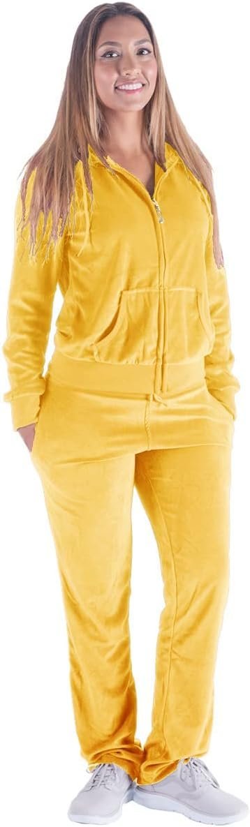 Womens Jogging Suits Sets Running Velour Outfit Zipper Warm Up 2 Pieces Hoodie and Pant Tracksuit