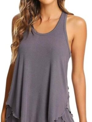 Pajamas Set for Women Viscose Made from Bamboo - Ribbed Racerback Tank Top Soft Sleepwear Pjs Shorts Nightwear Loungewear