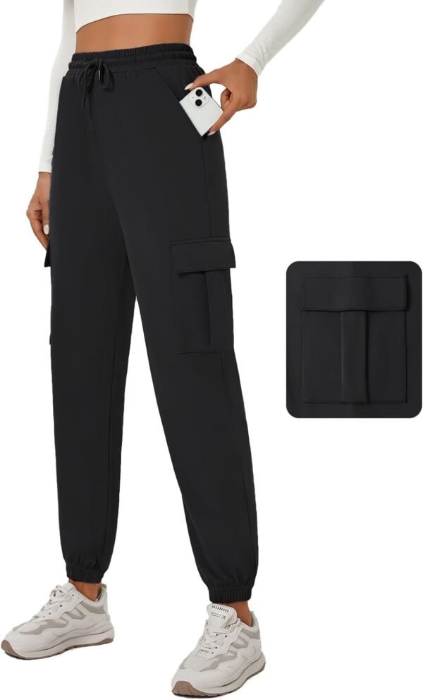 Womens Cargo Pants Stretchy High Waisted Joggers Baggy Casual Drawstring Sweatpants with Pockets Hiking Pant