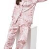 Women's Silky Satin Pajamas Set Long sleeve and Pants Sleepwear Soft and Comfy Button Down Loungewear Relaxed Fit