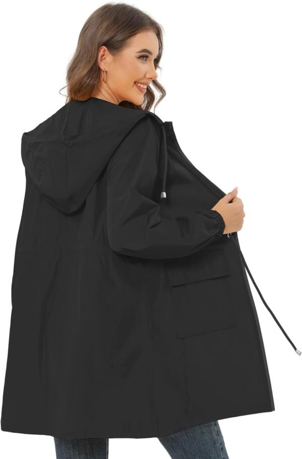 Rain Jacket for Women Waterproof with Hood Active Outdoor Long Rain Coats Packable Raincoat Lightweight Windbreaker