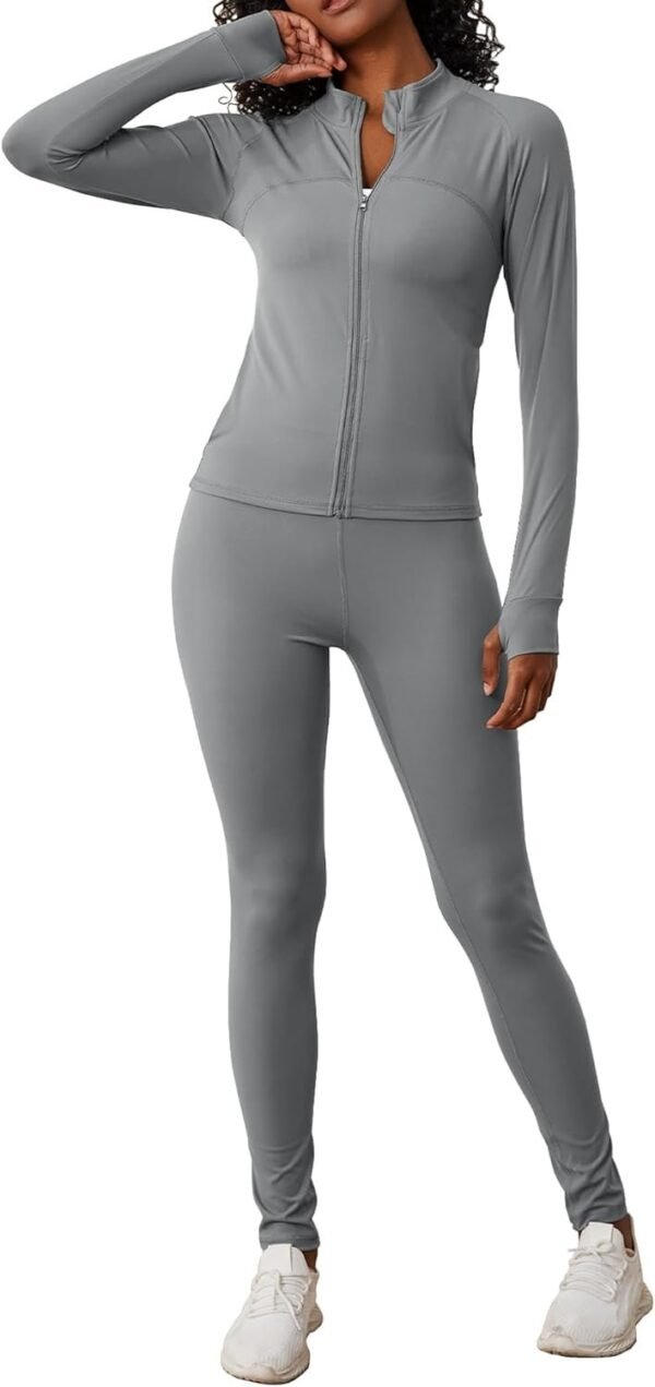 Two Piece Outfits for Women Workout Sets Bodycon Tracksuit Long Sleeve Zip Up Hoodie Jacket Jogger Sweat Pants Set