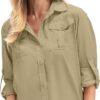 Women's Quick Dry Sun UV Protection Convertible Long Sleeve Safari Shirts for Hiking Camping Fishing Sailing