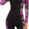 Women Zip Rash Guard Long Sleeve One Piece Splice Swimsuit UPF 50+ Tummy Control Surfing Bathing Suits Boyshort Bottom