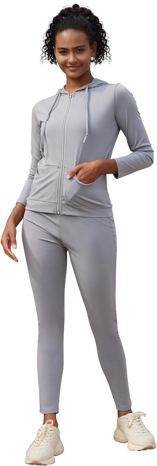 Active Wear Sets for Women -Workout Clothes Gym Wear TracksuitsYoga Jogging Track Outfit Legging Jacket 2 Pieces Set