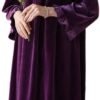 Women's Long Sleeve Nightgown Velvet Sleep Dress Ruffle Crew Neck Mid-length Nightdress