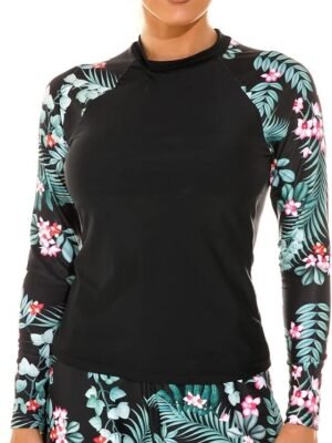 613qqMpTOjL._AC_SL1500.jpg Women 2 Piece Rash Guard Long Sleeve Swimsuits Swim Shirt with Shorts Set Sun Protection UPF 50+ Surf Bathing Suits