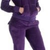 Womens Jogging Suits Sets Running Velour Outfit Zipper Warm Up 2 Pieces Hoodie and Pant Tracksuit