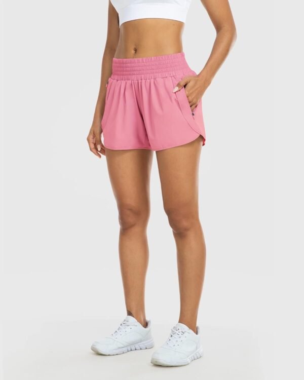 Athletic Shorts for Women with Pockets High Waist Running Workout Shorts Gym Yoga White Summer Shorts