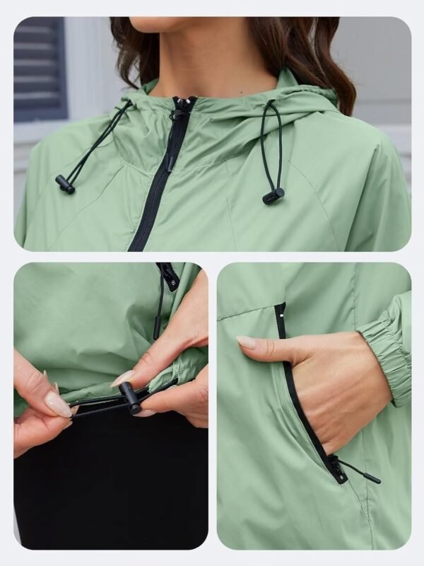Rain Jacket Women Waterproof Lightweight Jacket With Hood Packable Raincoat with Pockets S-XXL