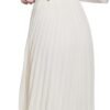Business Casual Shirt Dress for Women Long Sleeves Pleated Midi Dresses with Belt