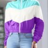 Women’s Lightweight Windbreaker Sport Jacket Zip Up Color Block Coat Casual Long Sleeve Jogging Outerwear