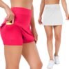 Tennis Skirts for Women Athletic Golf Skorts Workout Running Skirt Sports Activewear with Shorts Pocket 2 Pack