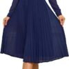 Business Casual Shirt Dress for Women Long Sleeves Pleated Midi Dresses with Belt