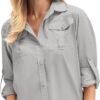 Women's Quick Dry Sun UV Protection Convertible Long Sleeve Safari Shirts for Hiking Camping Fishing Sailing