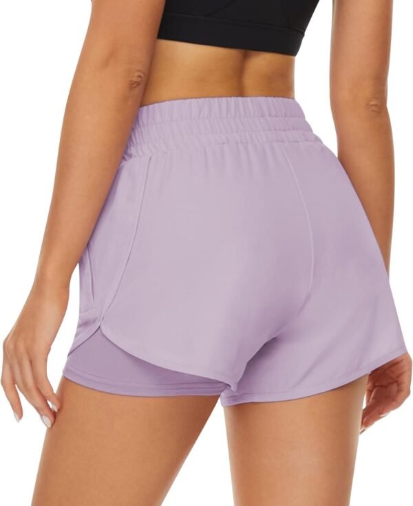 2 Pack Athletic Shorts for Women, Quick Dry Running Shorts with Pockets High Waisted Workout Gym Sports Shorts