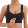 61Qm6cWxv1L._AC_SL1500.jpg Womens Sports Bra with Zip Closure and Racerback,Wireless Bras,Four-Way Stretch Fabric with Removable Padded