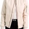 Women's Bomber Jacket Lightweight Varsity Zip Up Coat Casual Long Sleeve Windbreaker