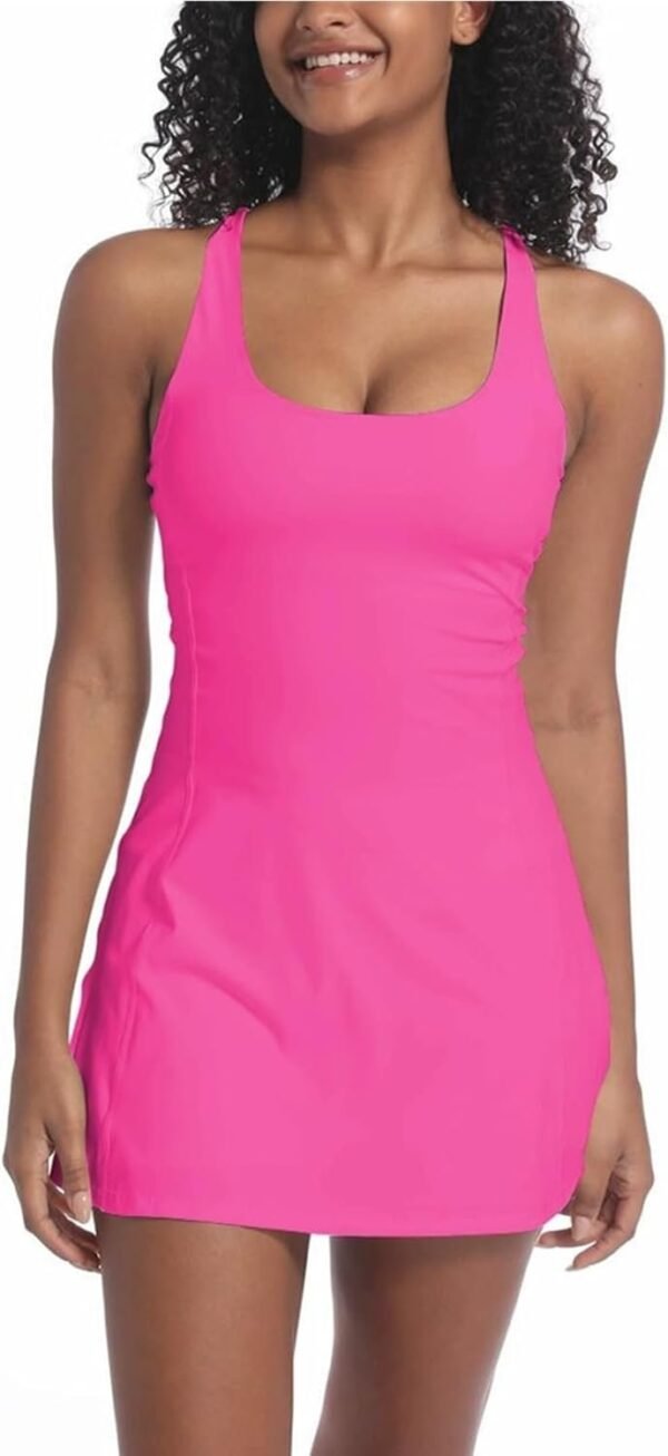 Tennis Dress for Women Workout Dress with Built-in Bra & Shorts Pockets Athletic Dress for Exercise Golf Dresses