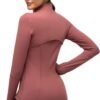 Womens Sports Running Yoga Jacket Slim Fit Full Zip Track Jacket Turtleneck Workout Jacket