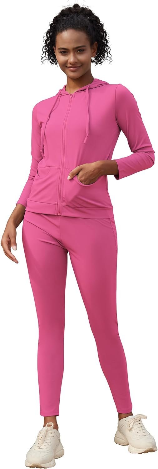 Active Wear Sets for Women -Workout Clothes Gym Wear TracksuitsYoga Jogging Track Outfit Legging Jacket 2 Pieces Set