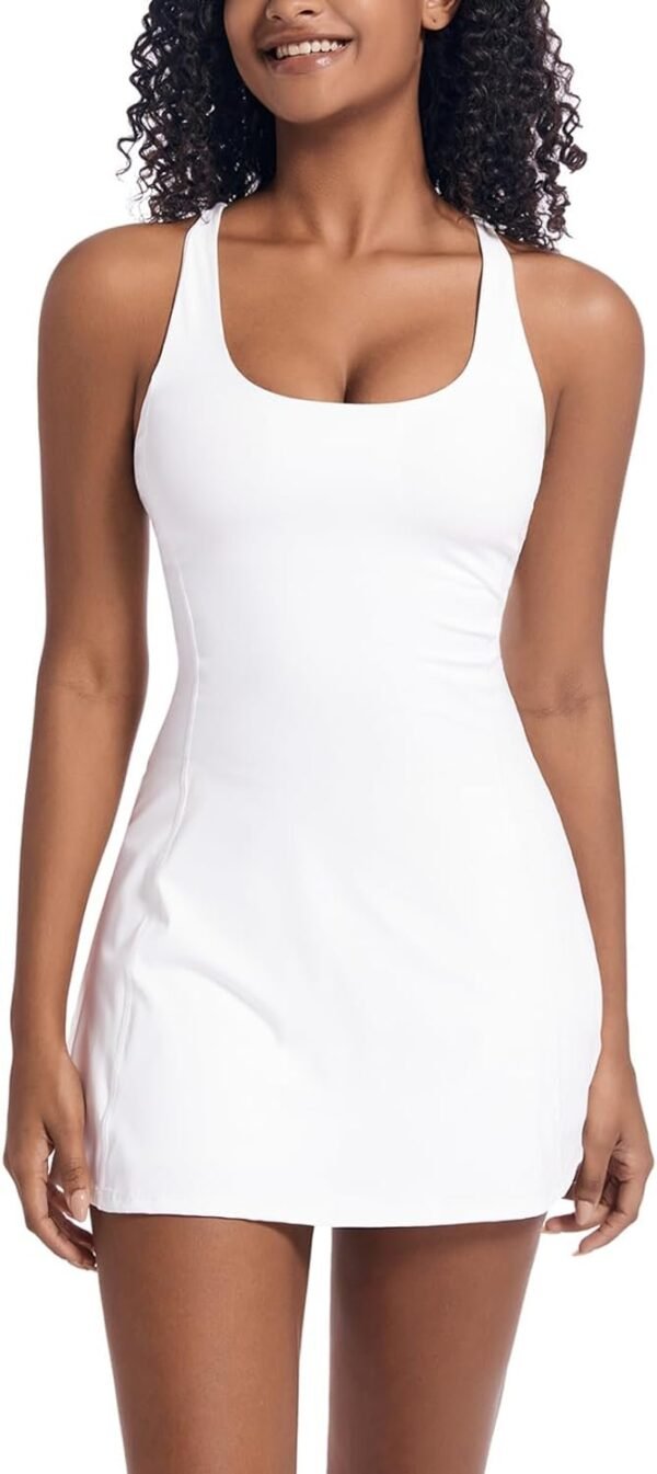 Tennis Dress for Women Workout Dress with Built-in Bra & Shorts Pockets Athletic Dress for Exercise Golf Dresses
