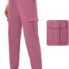 Womens Cargo Pants Stretchy High Waisted Joggers Baggy Casual Drawstring Sweatpants with Pockets Hiking Pant